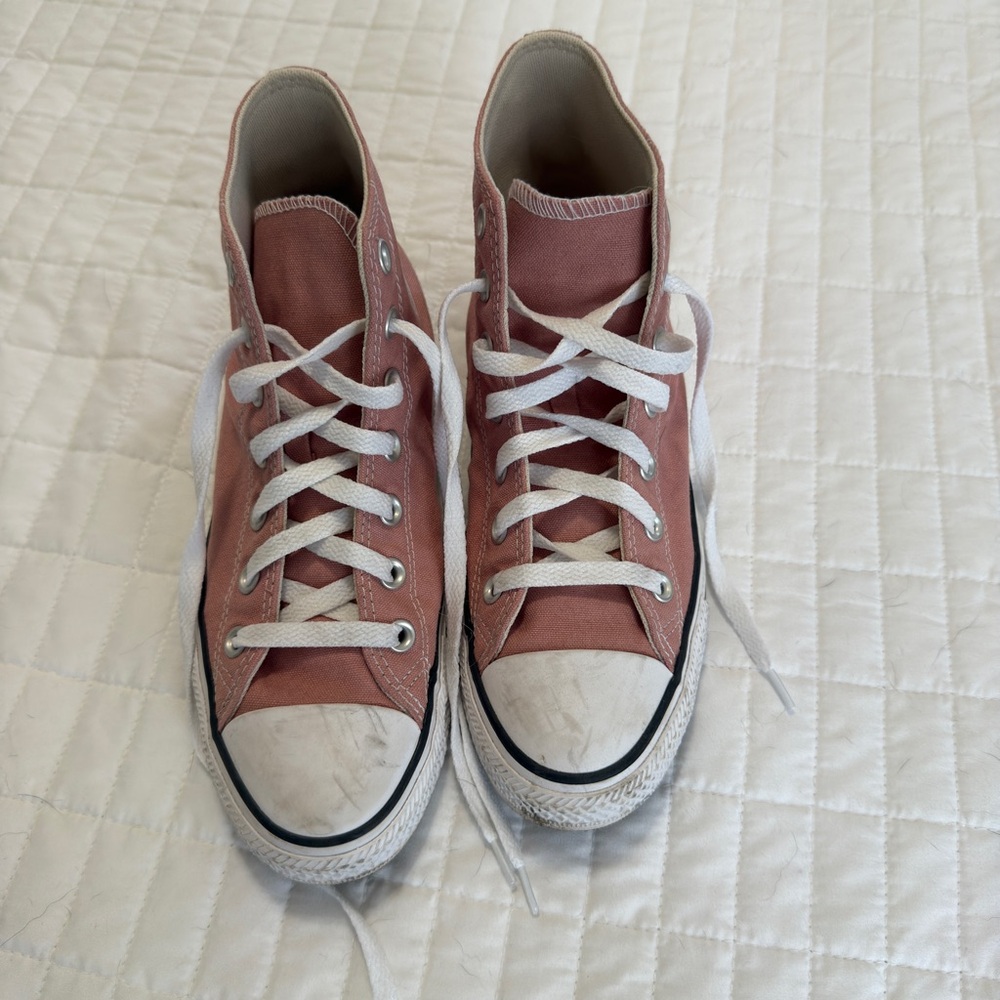 Converse Pink and White High-Top Sneakers